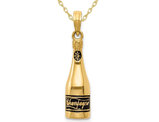 14K Yellow Gold Champagne Bottle Charm Pendant Necklace with Chain